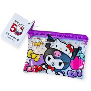 Sanrio Hello Kitty Kuromi 50th Anniversary Cute Small Flat Coin Purse Bag Pouch